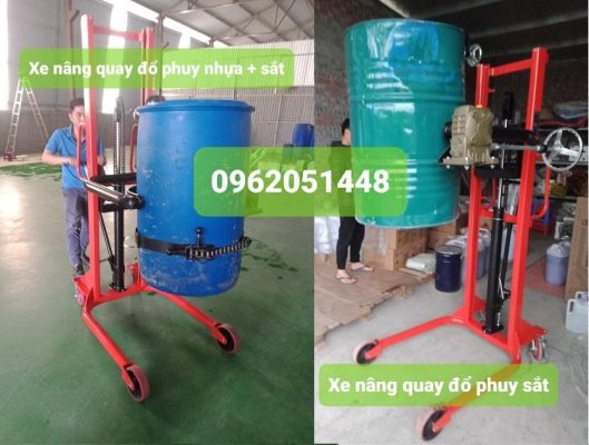 Xe nâng quay đổ phuy 350kg nâng cao 1.4m Niuli